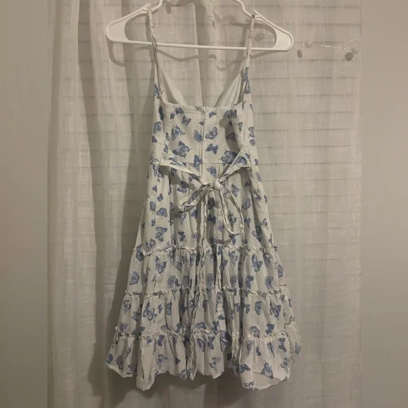B. Smart Blue Butterfly Print Tiered Mini Dress - Picture 2 of 5